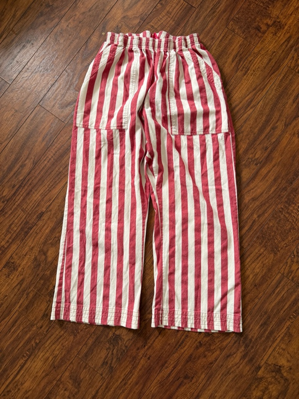 Big Bud Press Unisex Action Pants Red White Striped Bottoms 100% Cotton | Large - Picture 1 of 5